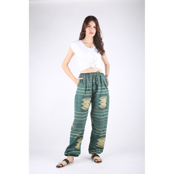 Modern Abstract Unisex Drawstring Genie Pants in Teal PP0110 030001 17