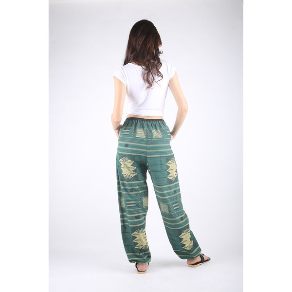 Modern Abstract Unisex Drawstring Genie Pants in Teal PP0110 030001 17