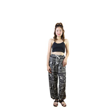 Load image into Gallery viewer, African Elephant Drawstring Genie Pants in Black PP0318 020004 01