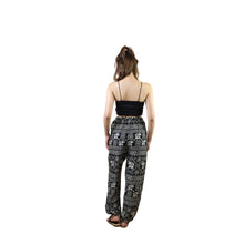 Load image into Gallery viewer, African Elephant Drawstring Genie Pants in Black PP0318 020004 01