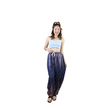 Load image into Gallery viewer, Peacock Feather Drawstring Genie Pants in Navy PP0318 020015 07