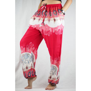 Solid Top Elephant Unisex Drawstring Genie Pants in Red PP0110 020017 05