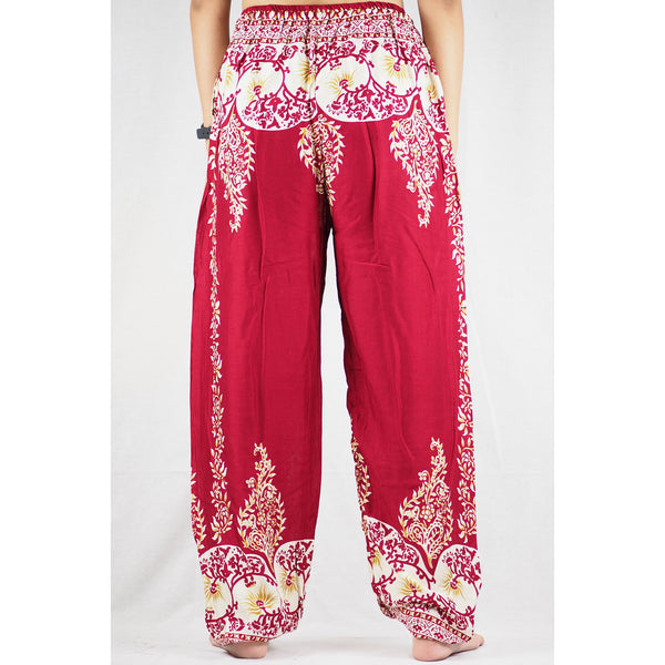 Flower chain Unisex Drawstring Genie Pants in Red PP0110 020064 04