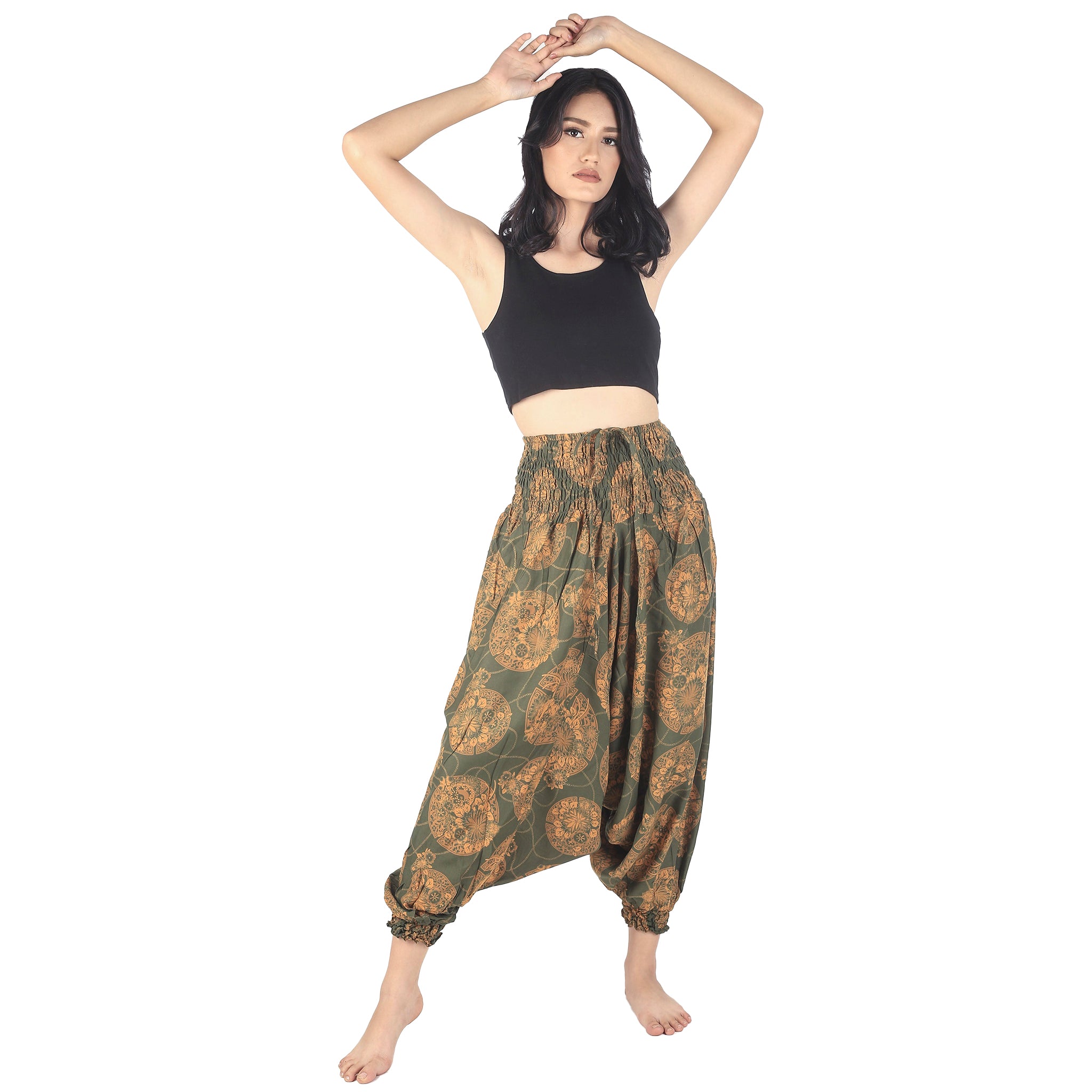 Summer Korean Female Classic High Elastic Waist Harem Pants Female Fashion  Slim Solid Color And Trousers,Black,L: Buy Online at Best Price in UAE -  Amazon.ae