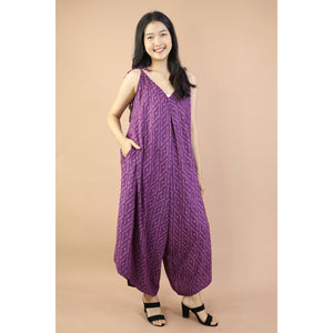 Folk Mandala Women's Jumpsuit with Belt in Purple JP0097 020352 01