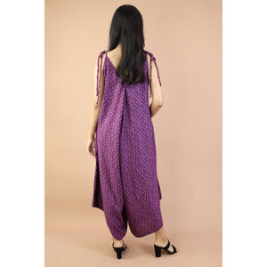 Folk Mandala Women's Jumpsuit with Belt in Purple JP0097 020352 01