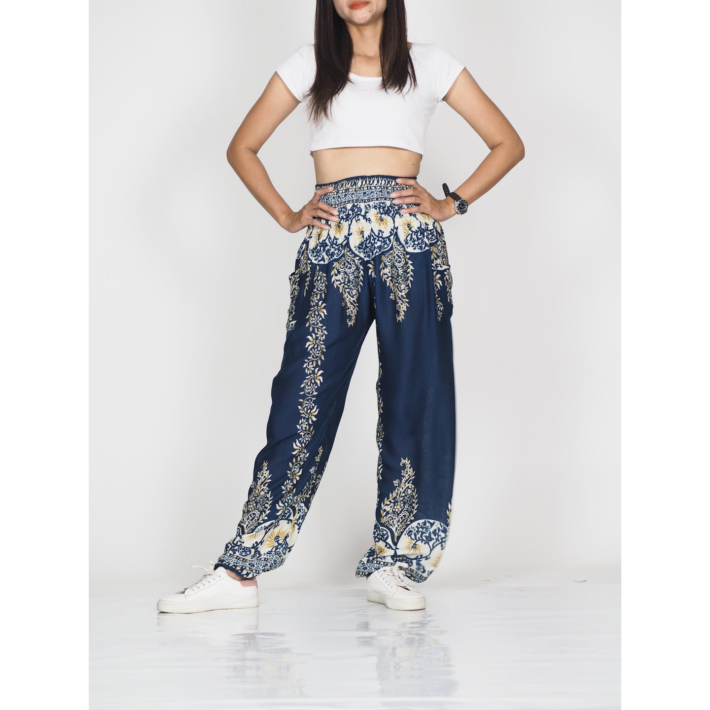 Flower chain 64 women harem pants in Ocean Blue PP0004 020064 01