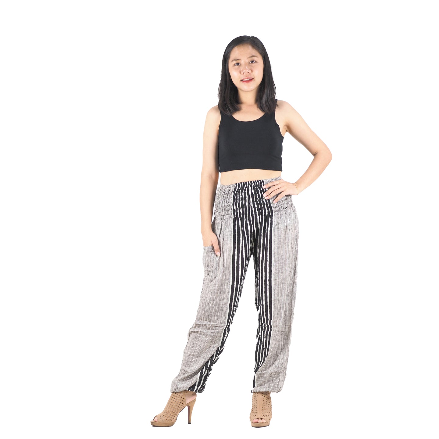 Zebra Stripe 41 women harem pants in Black PP0004 020041 01