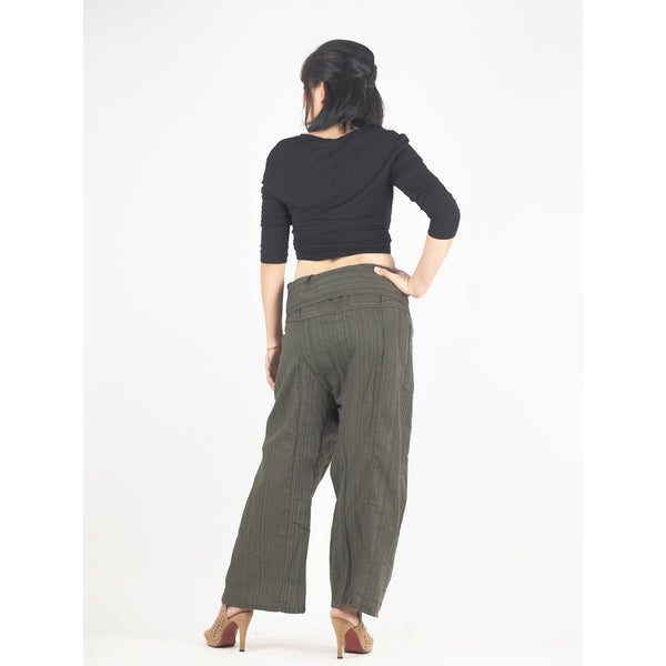 Solid color Unisex Fisherman Yoga Long Pants in Olive PP0007 010000 13