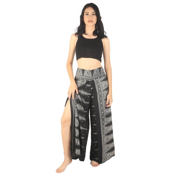 Brizo black and ivory varied striped wide leg palazzo trouser