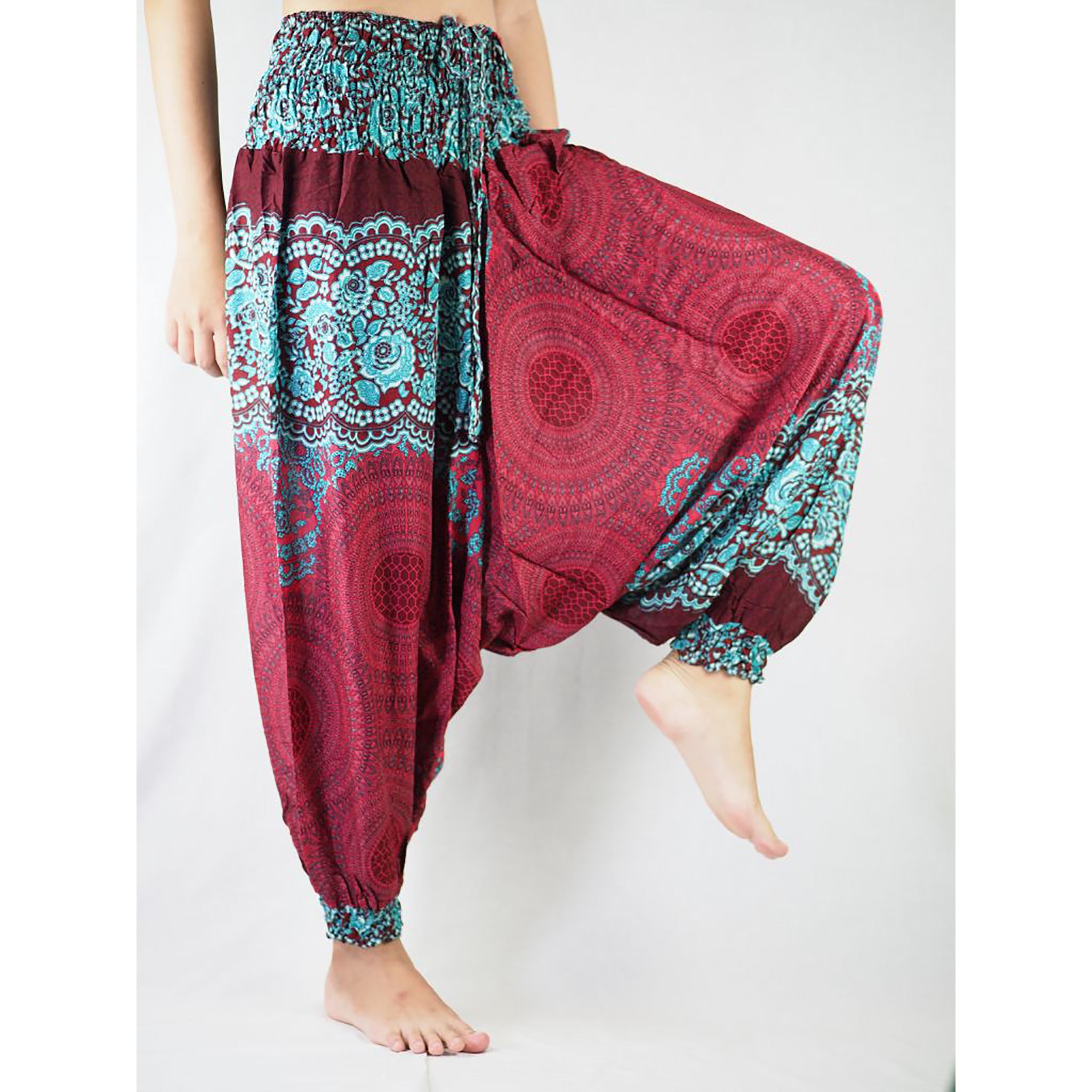 Xysaqa Men Hippie Harems Pants Vintage Printing Cotton Baggy Boho Yoga Pant  Casual Loose Drop Crotch Trouser - Walmart.com