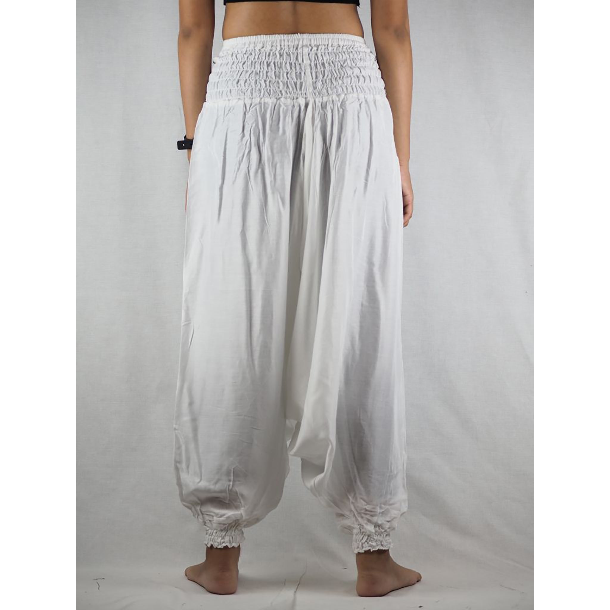 Women's Low crotch Loose Boho Yoga Harem Pants (Twisted Wisdom Grey-White)