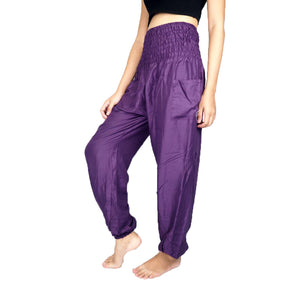 Harem Pants in Purple, With Large Pocket and Flexible Waist Unisex Yogapants  for All Sizes and Length, Made of 100% Soft Cotton 