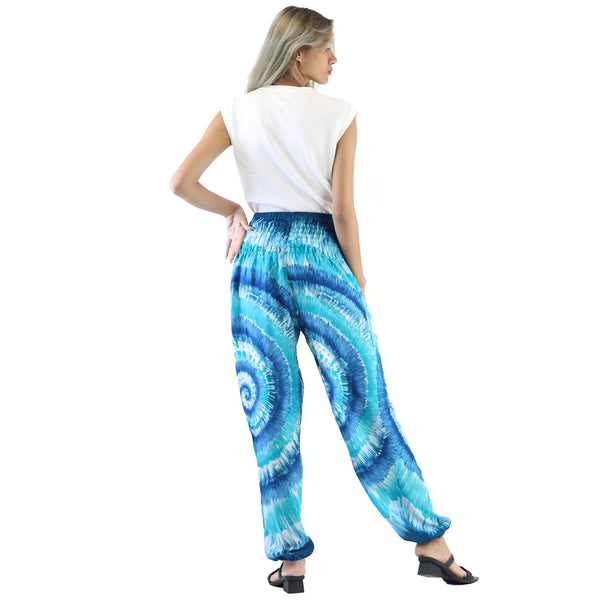 Women wear Tie Dye Lover Women's Harem Pants in Light Blue 